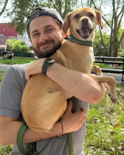 Jacob Willemsma with his dog in a park